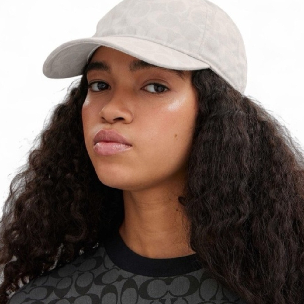 Coach Light Gray Logo-Print Baseball Cap